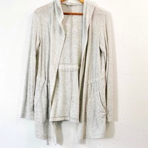 Off Duty Open Front Cinched Waist Hooded Jacket